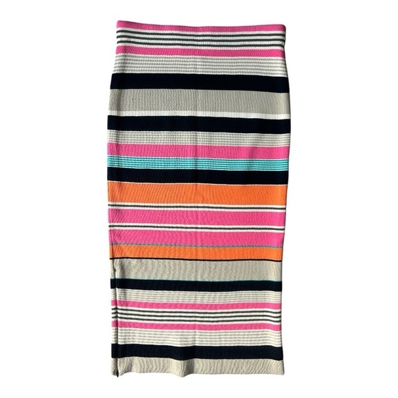 Tracy Reese Multicolored Slim Striped Pull On Pencil Skirt Zippered Slit, Small - Picture 2 of 12